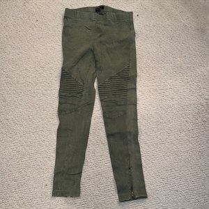 Beulah Olive Moto-Stitch Women's Skinny Pants